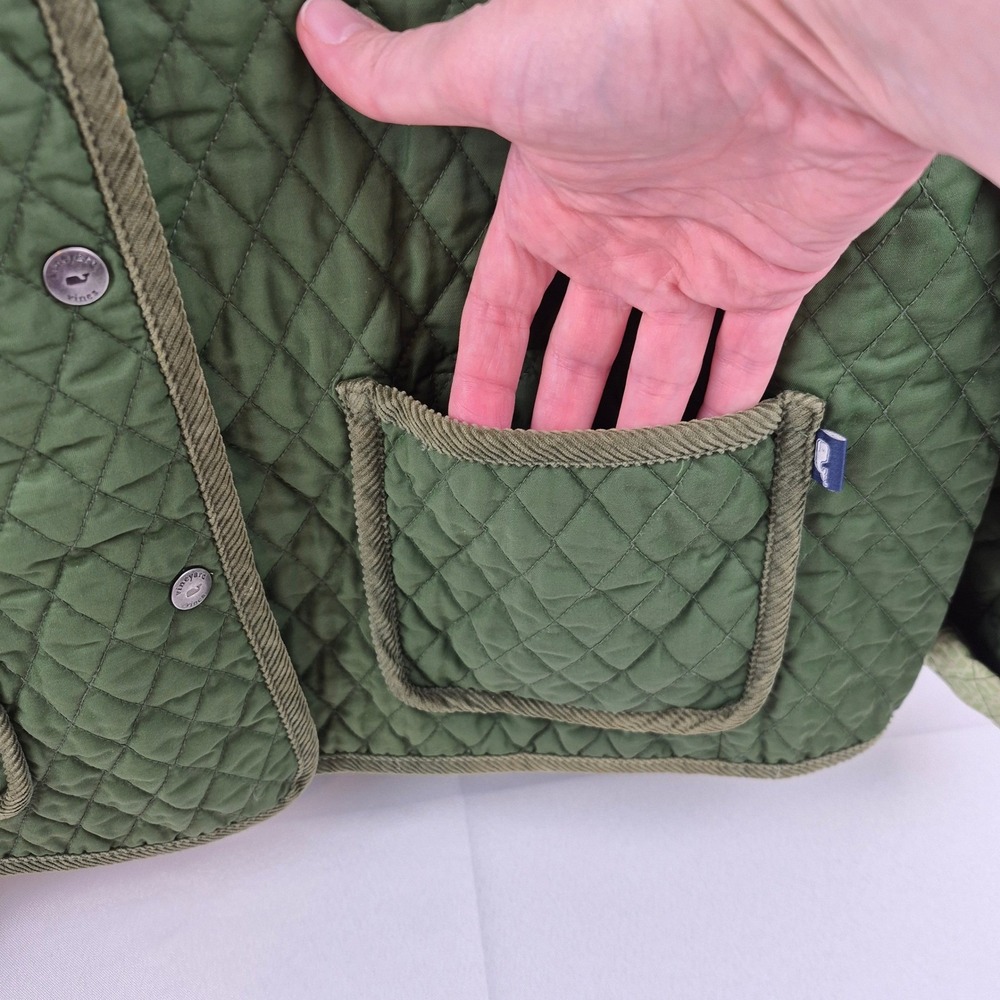 Vineyard Vines Olive Green Quilted Barn Chore Jacket‎ Women's XL Button Up Coat - Picture 5 of 16
